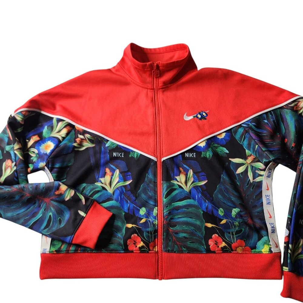 Nike Sportswear Hyper Femme Tropical Parrot Floral Crop Jacket Medium